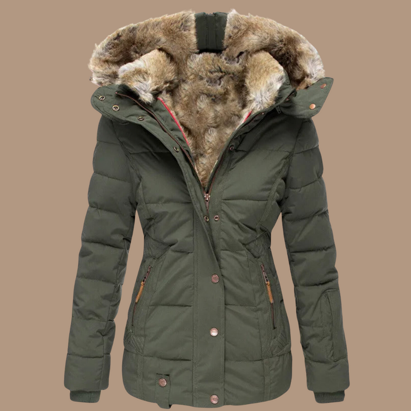 Polaris - Warmer Damen Wintermantel mit Fellkragen und Kapuze