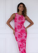 Rosé - Bloemen Appliqué Maxi Jurk