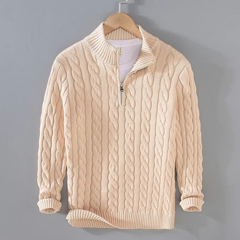 Lomari - Luxe Cable Knit Half-Zip Sweater