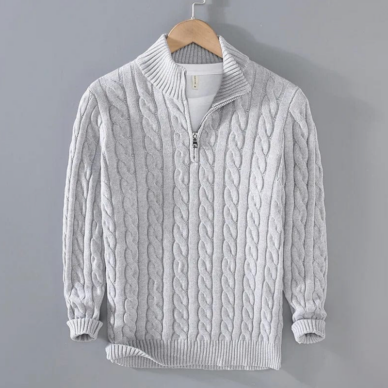 Lomari - Luxe Cable Knit Half-Zip Sweater