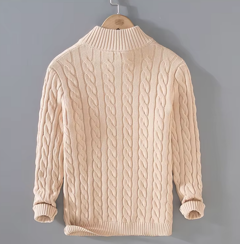 Lomari - Luxe Cable Knit Half-Zip Sweater