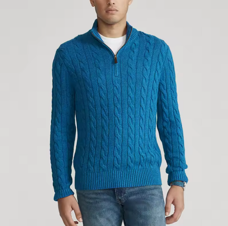 Lomari - Luxe Cable Knit Half-Zip Sweater