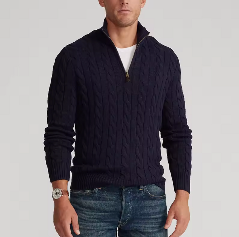 Lomari - Luxe Cable Knit Half-Zip Sweater