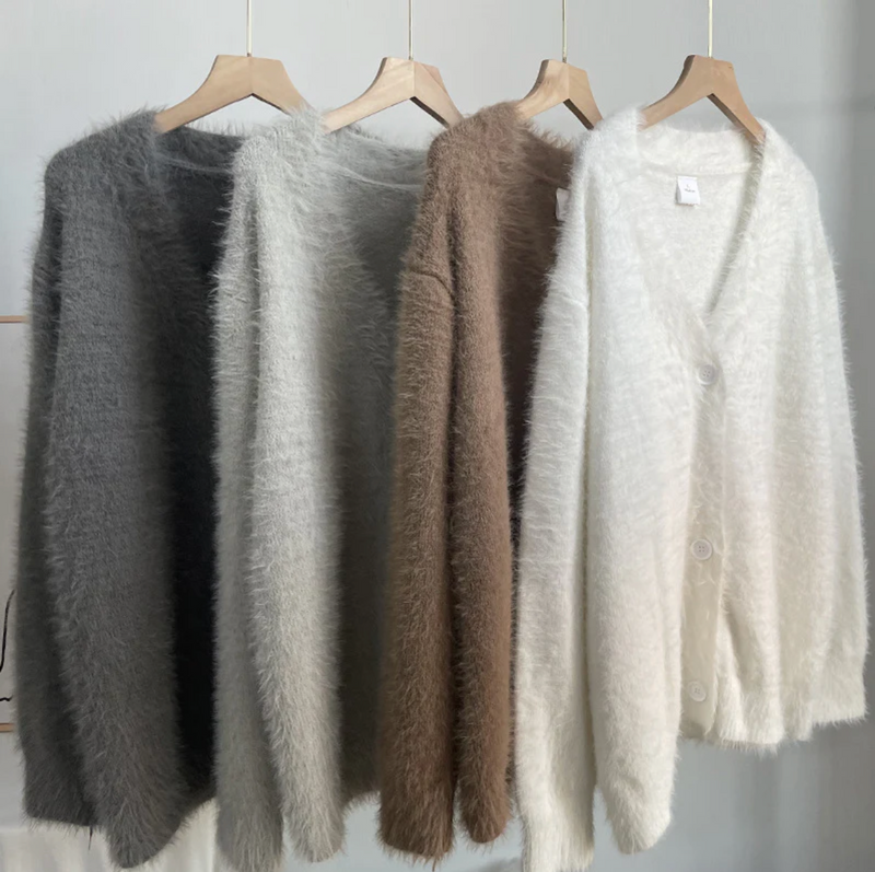 Lunera - Übergroße flauschige Strickjacke aus Mohair